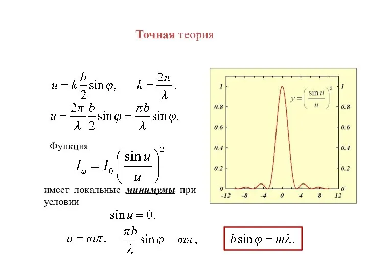 Функция имеет локальные минимумы при условии Точная теория