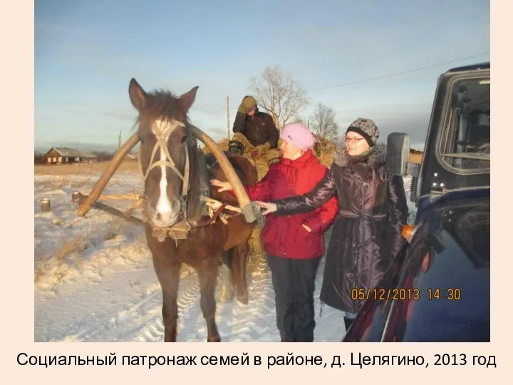 Социальный патронаж семей в районе, д. Целягино, 2013 год