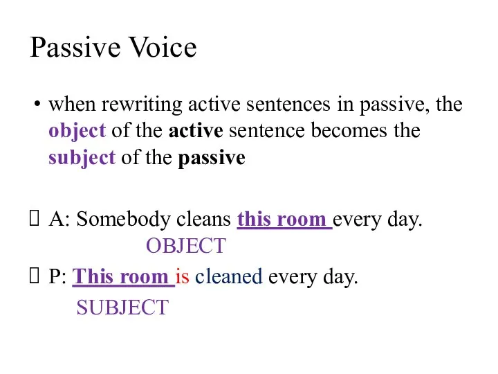 Passive Voice when rewriting active sentences in passive, the object of the