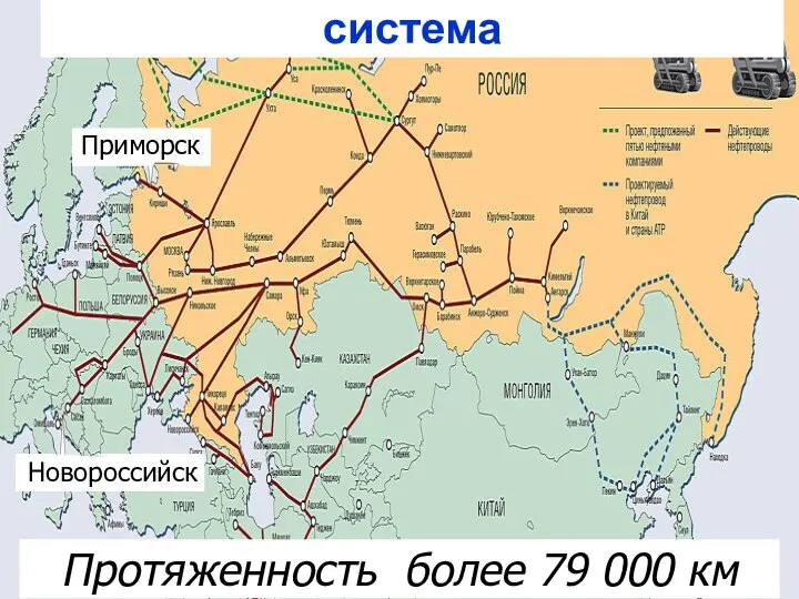 Протяженность более 79 000 км Единая нефтепроводная система Новороссийск Приморск