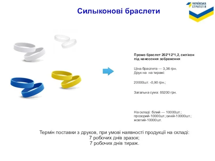 Силыконові браслети Термін поставки з друков, при умові наявності продукції на складі: