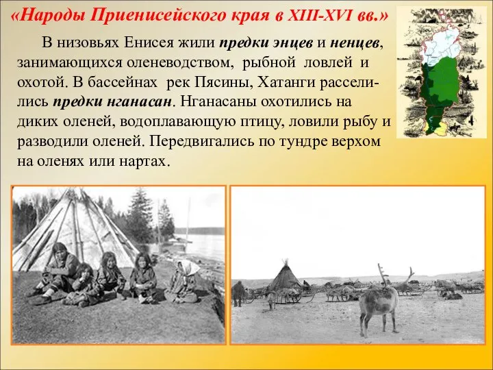 «Народы Приенисейского края в XIII-XVI вв.» В низовьях Енисея жили предки энцев