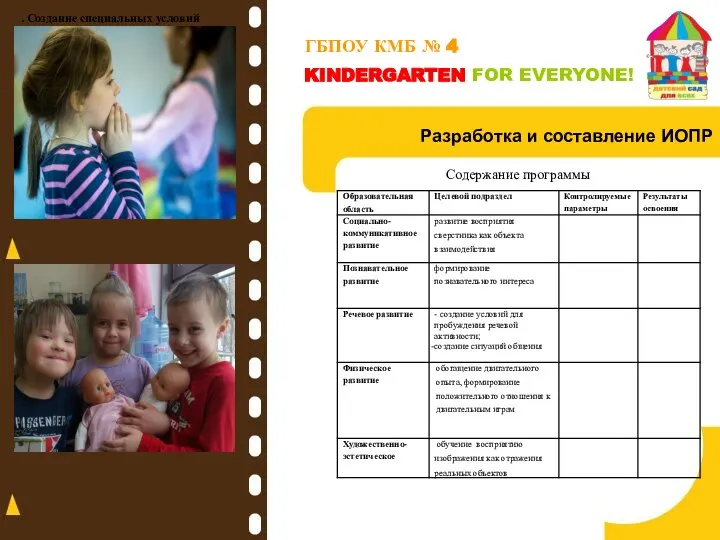 ГБПОУ КМБ № 4 KINDERGARTEN FOR EVERYONE! Разработка и составление ИОПР .