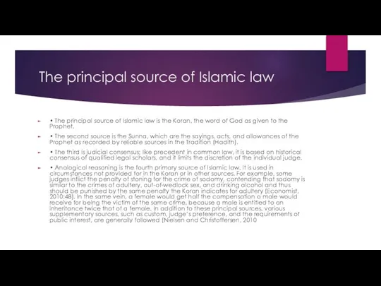 The principal source of Islamic law • The principal source of Islamic