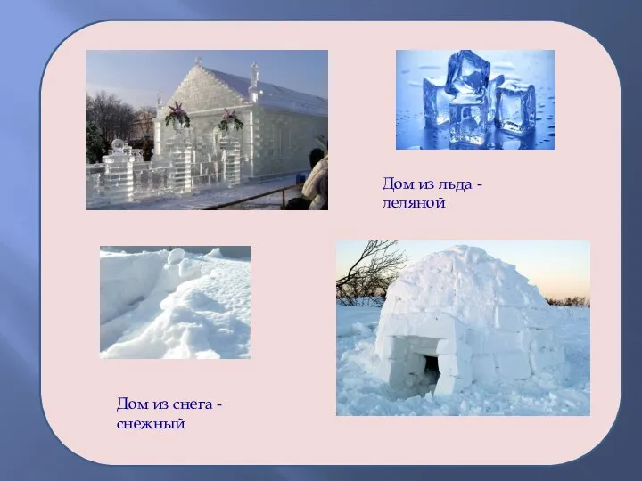 Дом из льда - ледяной Дом из снега -снежный