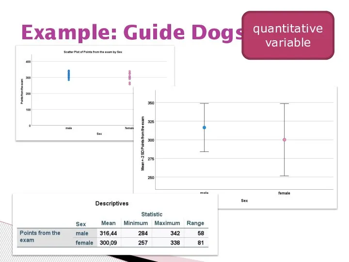 Example: Guide Dogs quantitative variable