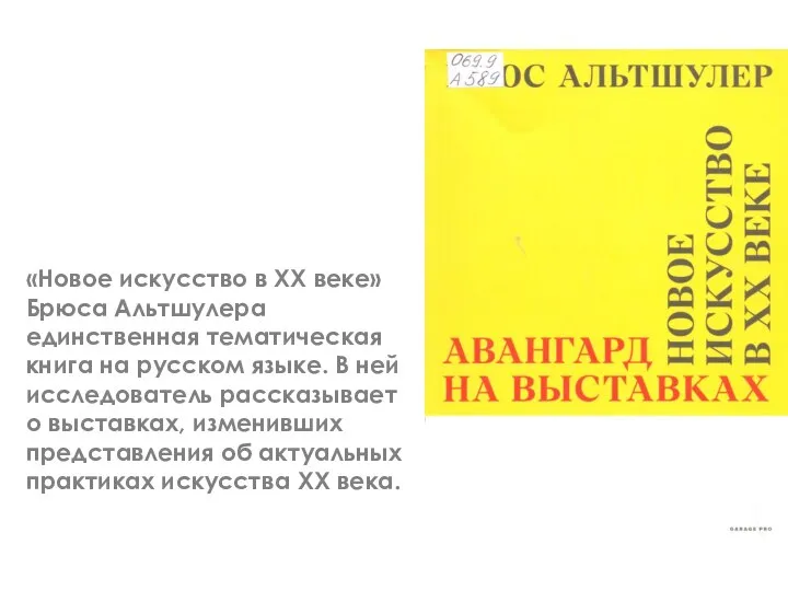 «Новое искусство в ХХ веке» Брюса Альтшулера единственная тематическая книга на русском