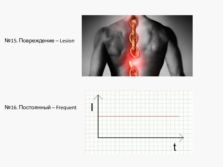 №15. Повреждение – Lesion №16. Постоянный – Frequent