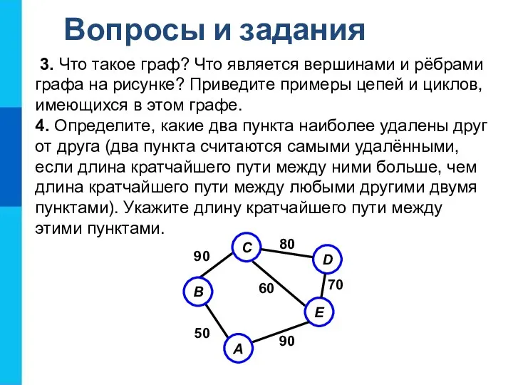 Вопросы и задания 3. Что такое граф? Что является вершинами и рёбрами