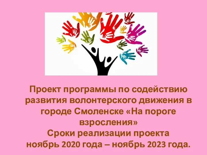 Проект программы по содействию развития волонтерского движения в городе Смоленске «На пороге