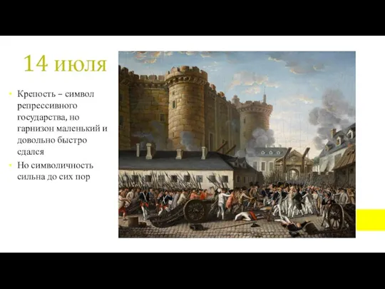 14 июля Крепость – символ репрессивного государства, но гарнизон маленький и довольно
