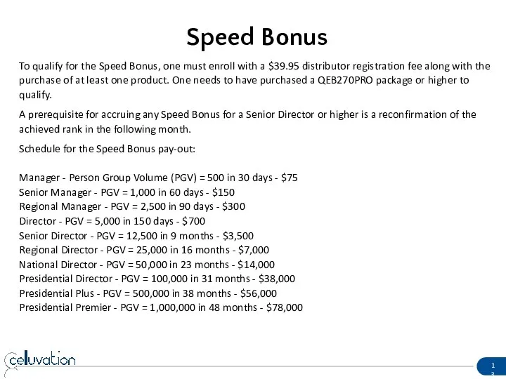 Speed Bonus To qualify for the Speed Bonus, one must enroll with