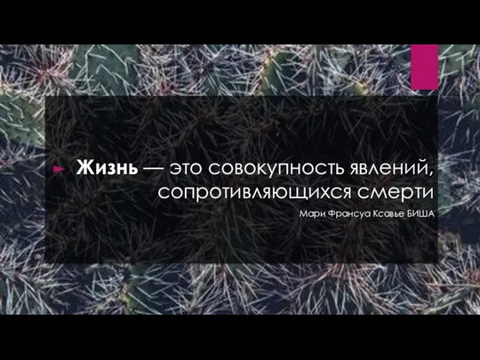 Жизнь — это совокупность явлений, сопротивляющихся смерти Мари Франсуа Ксавье БИША