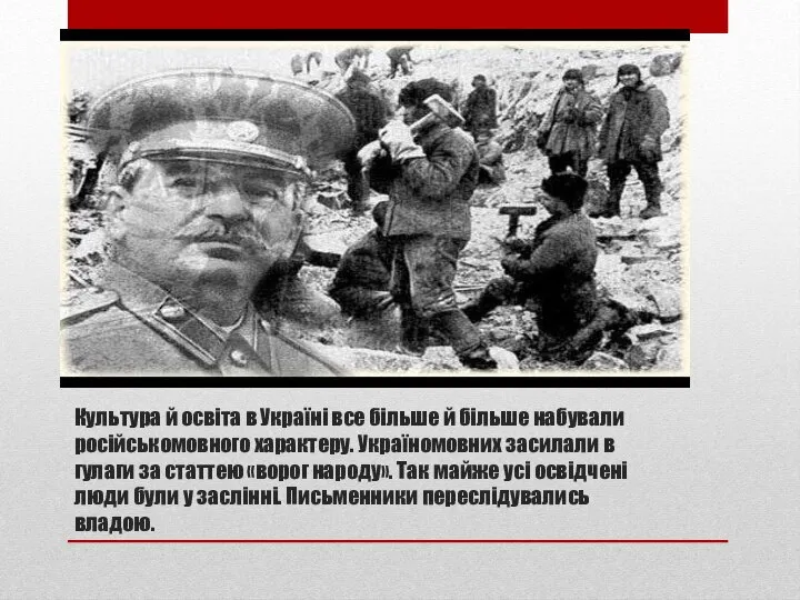 Культура й освіта в Україні все більше й більше набували російськомовного характеру.