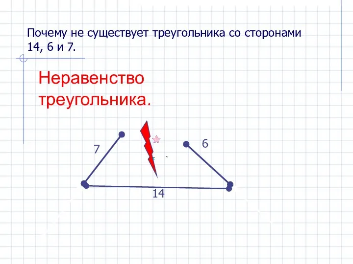 Почему не существует треугольника со сторонами 14, 6 и 7. 14 6 7 Неравенство треугольника.