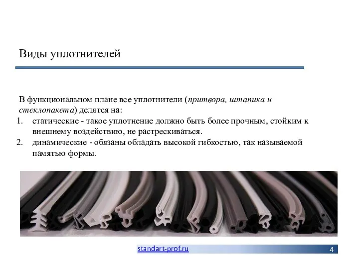 standart-prof.ru Виды уплотнителей В функциональном плане все уплотнители (притвора, штапика и стеклопакета)