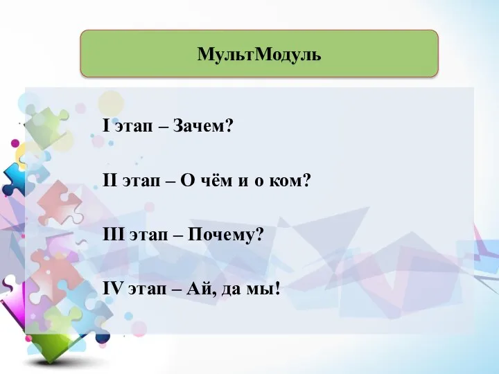 МультМодуль I этап – Зачем? II этап – О чём и о