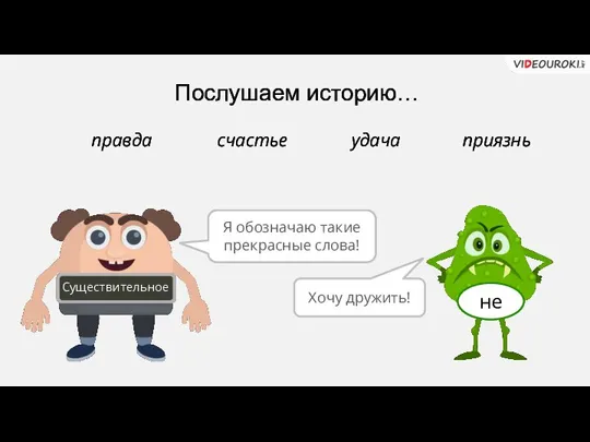 Послушаем историю… Я обозначаю такие прекрасные слова! правда счастье удача приязнь Хочу дружить!