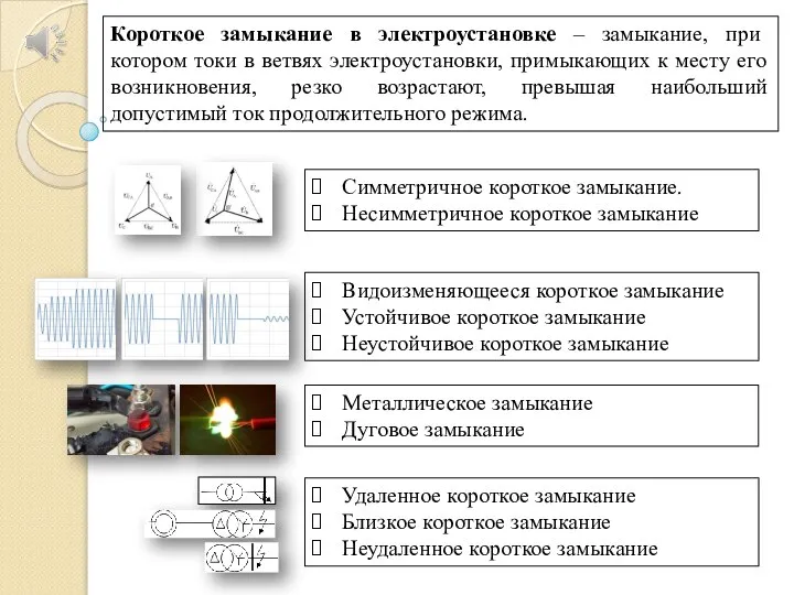 Короткое замыкание в электроустановке – замыкание, при котором токи в ветвях электроустановки,