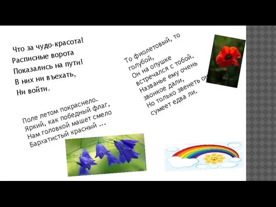 Что за чудо-красота! Расписные ворота Показались на пути! В них ни въехать,