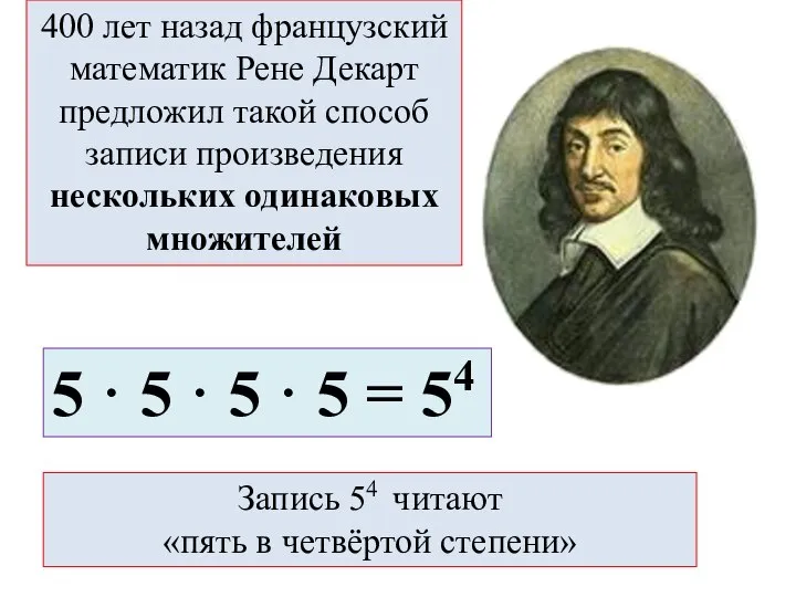 400 лет назад французский математик Рене Декарт предложил такой способ записи произведения