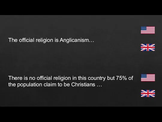 The official religion is Anglicanism… There is no official religion in this