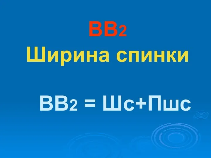 ВВ2 Ширина спинки ВВ2 = Шс+Пшс