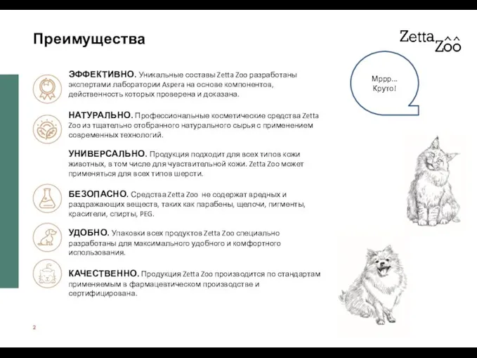 Преимущества ЭФФЕКТИВНО. Уникальные составы Zetta Zoo разработаны экспертами лаборатории Aspera на основе