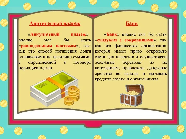 Аннуитетный платеж «Аннуитетный платеж» вполне мог бы стать «равнодольным платежом», так как