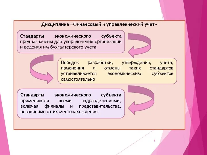 Дисциплина «Финансовый и управленческий учет» Стандарты экономического субъекта предназначены для упорядочения организации