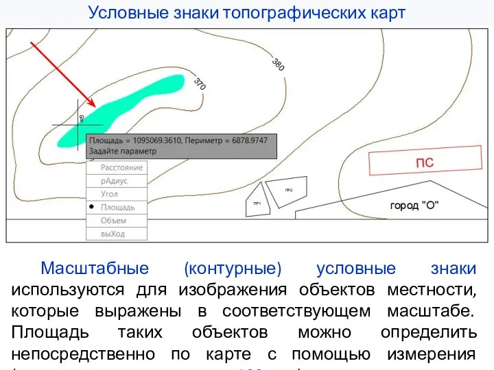 Условные знаки топографических карт Масштабные (контурные) условные знаки используются для изображения объектов