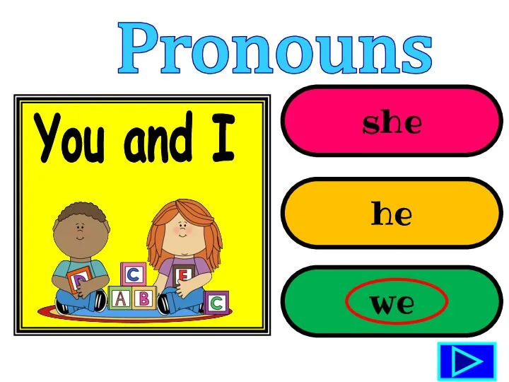 she he we Pronouns You and I