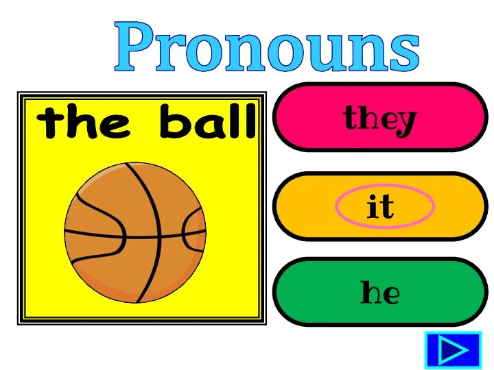 they it he the ball Pronouns