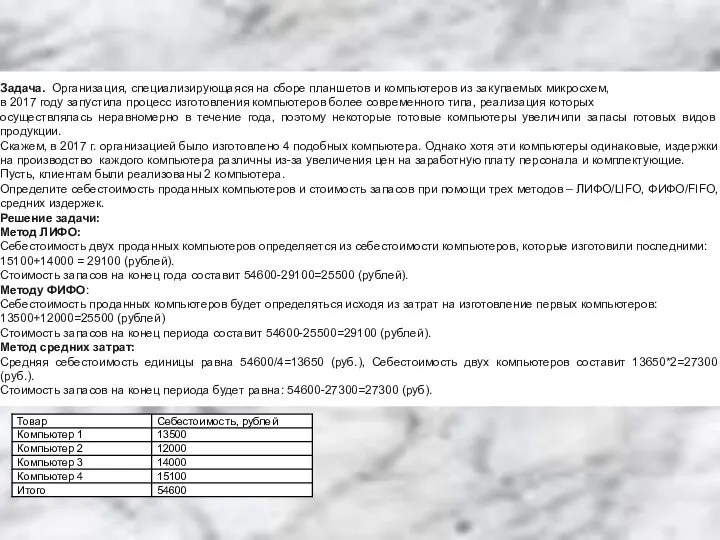 Задача. Организация, специализирующаяся на сборе планшетов и компьютеров из закупаемых микросхем, в