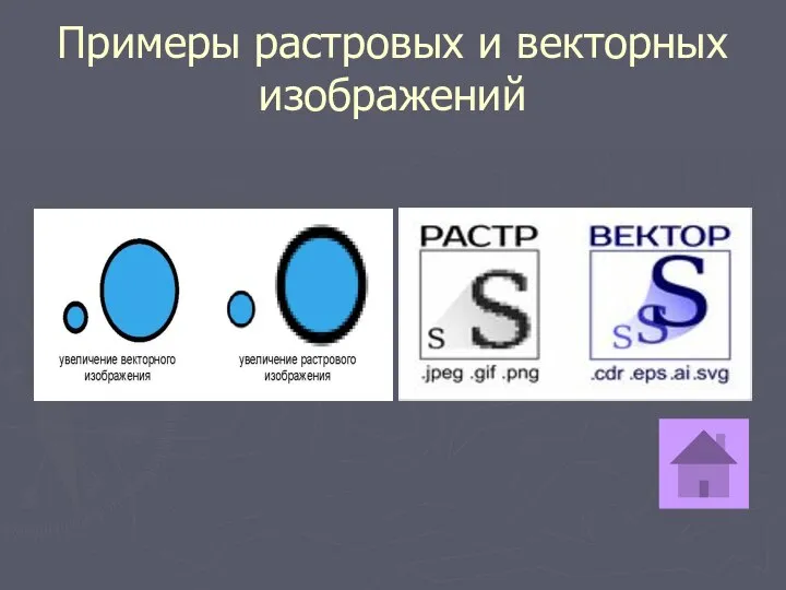 Примеры растровых и векторных изображений