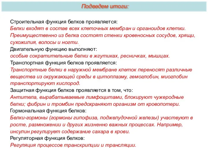 Строительная функция белков проявляется: Белки входят в состав всех клеточных мембран и