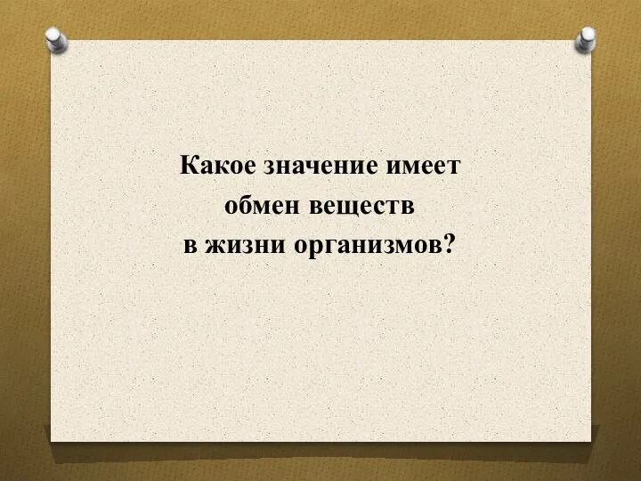 Какое значение имеет обмен веществ в жизни организмов?