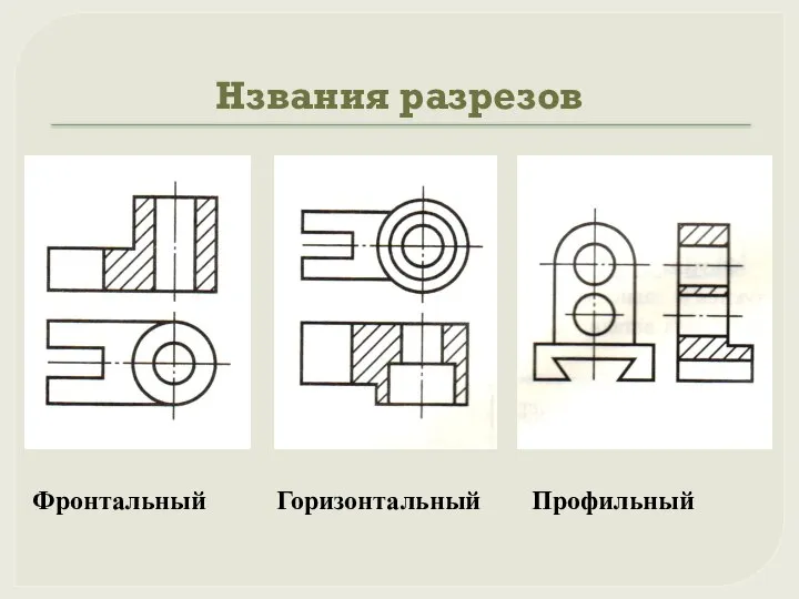 Нзвания разрезов Фронтальный Горизонтальный Профильный