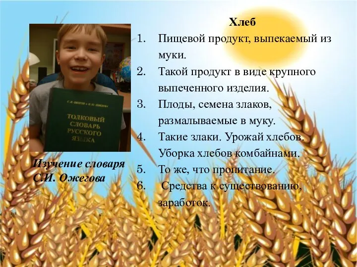 Хлеб Пищевой продукт, выпекаемый из муки. Такой продукт в виде крупного выпеченного