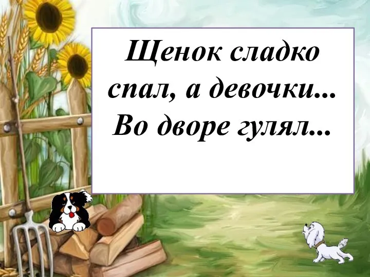 Щенок сладко спал, а девочки... Во дворе гулял...