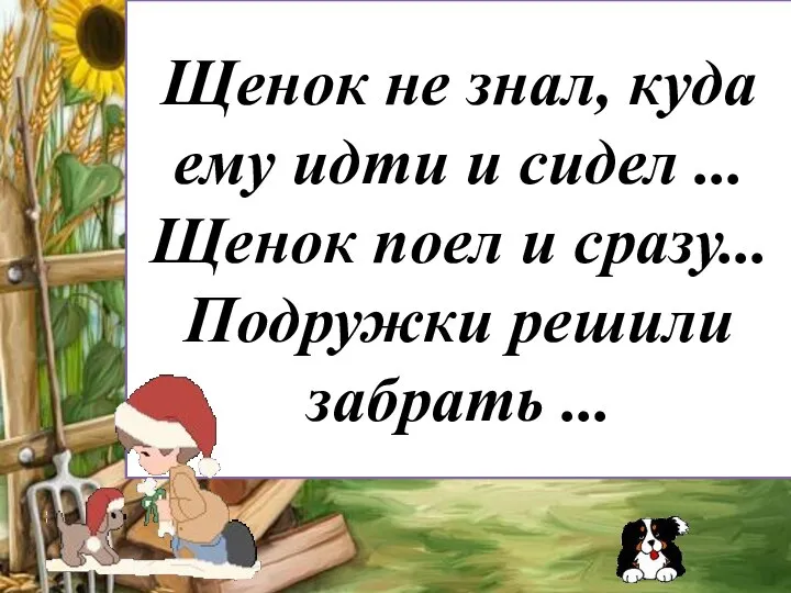 Щенок не знал, куда ему идти и сидел ... Щенок поел и