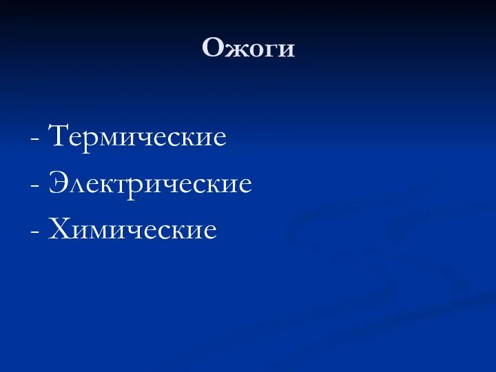 Ожоги - Термические - Электрические - Химические