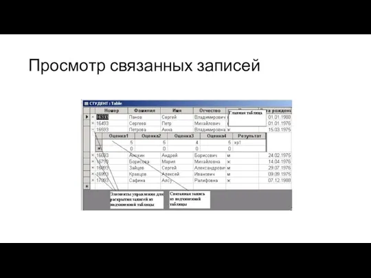 Просмотр связанных записей