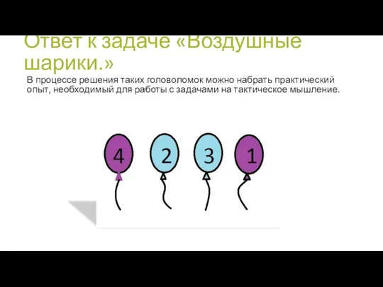 Ответ к задаче «Воздушные шарики.» В процессе решения таких головоломок можно набрать