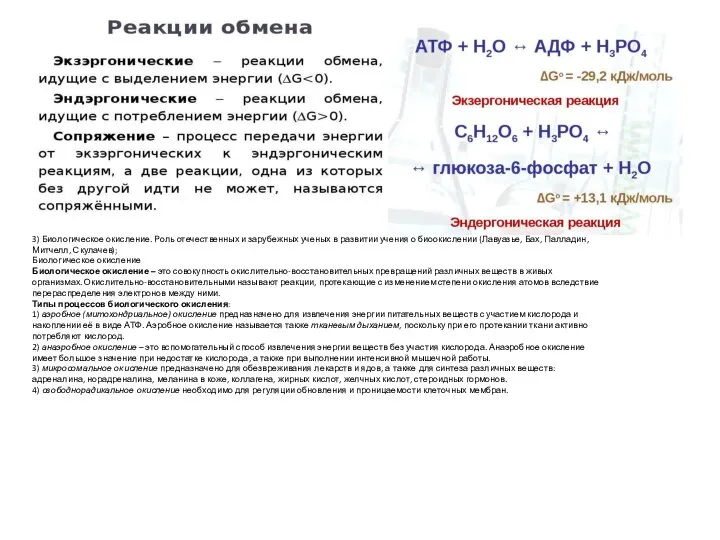 3) Биологическое окисление. Роль отечественных и зарубежных ученых в развитии учения о