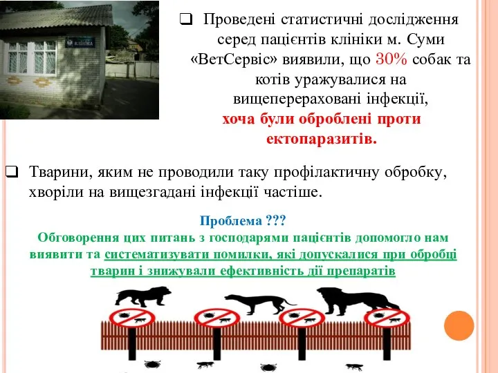 Проведені статистичні дослідження серед пацієнтів клініки м. Суми «ВетСервіс» виявили, що 30%