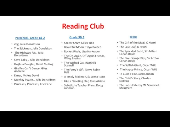 Reading Club Zog, Julia Donaldson The Stickman, Julia Donaldson The Highway Rat