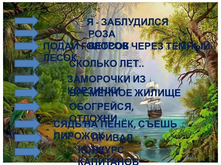 Я - ЗАБЛУДИЛСЯ РОЗА ВЕТРОВ ПОДАЙ ГОЛОСОК ЧЕРЕЗ ТЁМНЫЙ ЛЕСОК ЗАМОРОЧКИ ИЗ