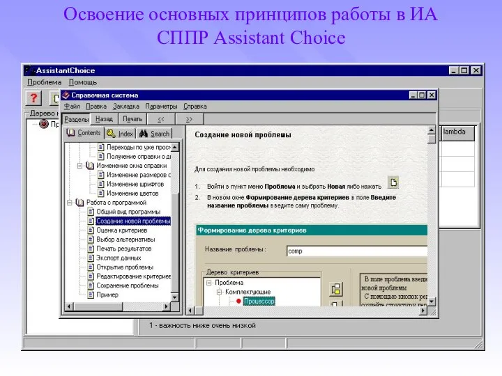Освоение основных принципов работы в ИА СППР Assistant Choice Быстро освоить принципы