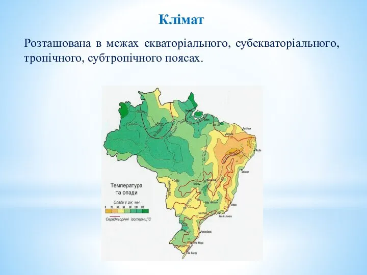 Розташована в межах екваторіального, субекваторіального, тропічного, субтропічного поясах. Клімат